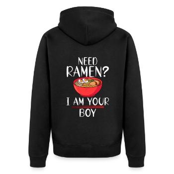 Ramen Liebhaber - Unisex Premium Bio Zip Hoodie - Schwarz - Hinten - Nico (187cm)