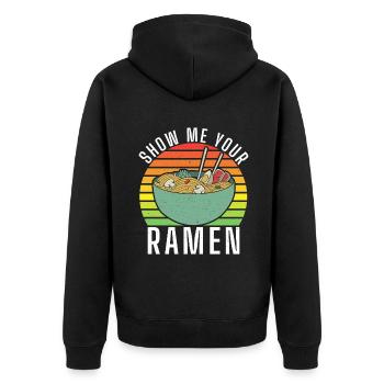 Ramen Liebhaber - Unisex Premium Bio Zip Hoodie - Schwarz - Hinten - Nico (187cm)