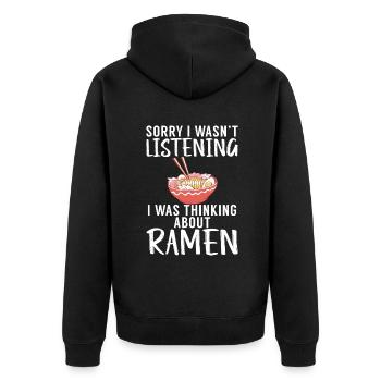 Ramen Liebhaber - Unisex Premium Bio Zip Hoodie - Schwarz - Hinten - Nico (187cm)