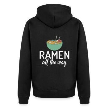 Ramen Liebhaber - Unisex Premium Bio Zip Hoodie - Schwarz - Hinten - Nico (187cm)