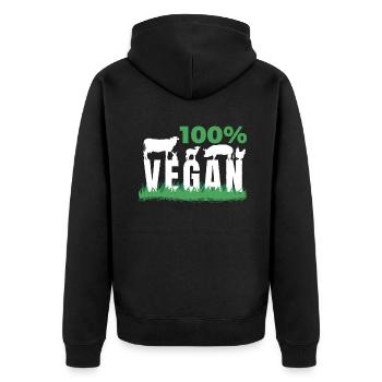 Veggie-Liebhaber-veganes Geschenk - Unisex Premium Bio Zip Hoodie - Schwarz - Hinten - Nico (187cm)