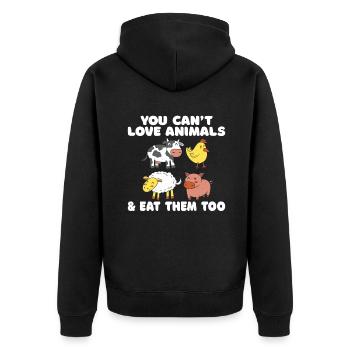 Veggie Lover Vegan Gift - Unisex Premium Organic Zip Hoodie - black - Back - Nico (187cm)