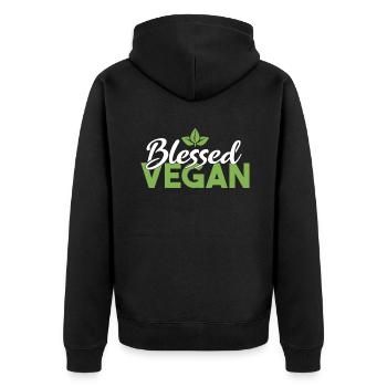 Veggie Lover Vegan Gift - Unisex Premium Organic Zip Hoodie - black - Back - Nico (187cm)