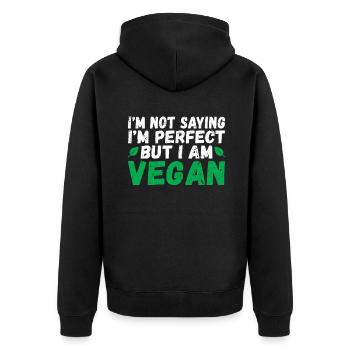 Veggie Lover Vegan Gift - Unisex Premium Organic Zip Hoodie - black - Back - Nico (187cm)