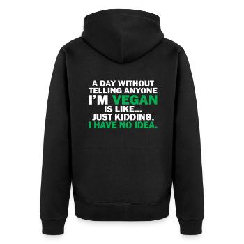 Veggie Lover Vegan Gift - Unisex Premium Organic Zip Hoodie - black - Back - Nico (187cm)
