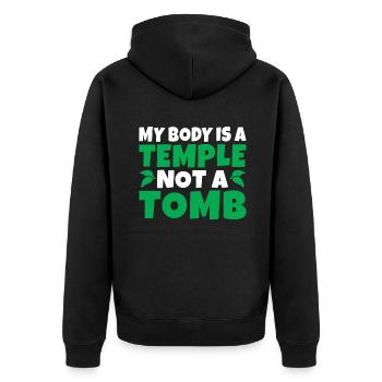 Veggie Lover Vegan Gift - Unisex Premium Organic Zip Hoodie - black - Back - Nico (187cm)