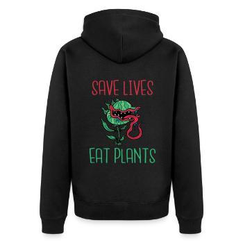 Veggie Lover Vegan Gift - Unisex Premium Organic Zip Hoodie - black - Back - Nico (187cm)