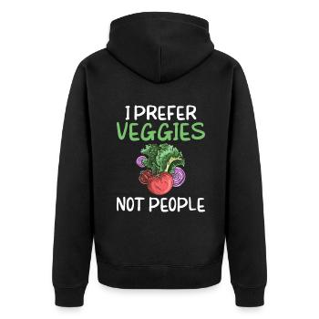 Veggie Lover Vegan Gift - Unisex Premium Organic Zip Hoodie - black - Back - Nico (187cm)