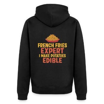 French Fries Lover Fast Food Gifts - Unisex Premium Organic Zip Hoodie - black - Back - Nico (187cm)