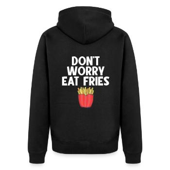 French Fries Lover Fast Food Gifts - Unisex Premium Organic Zip Hoodie - black - Back - Nico (187cm)
