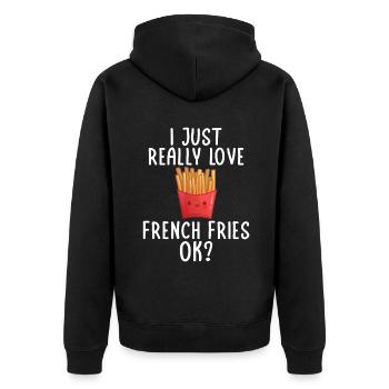 French Fries Lover Fast Food Gifts - Unisex Premium Organic Zip Hoodie - black - Back - Nico (187cm)