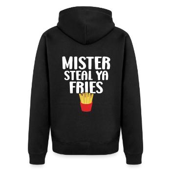 French Fries Lover Fast Food Gifts - Unisex Premium Organic Zip Hoodie - black - Back - Nico (187cm)