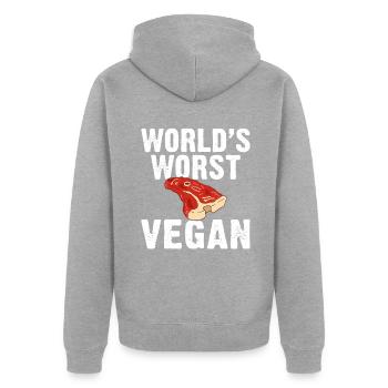 BBQ Grill Rindfleisch Liebhaber Geschenke - Unisex Premium Bio Zip Hoodie - Grau meliert - Hinten - Nico (187cm)