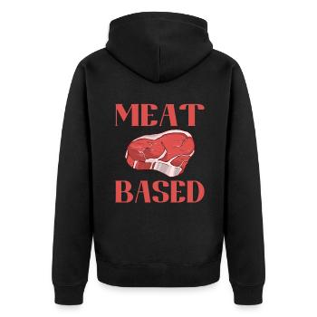 BBQ Grill Rindfleisch Liebhaber Geschenke - Unisex Premium Bio Zip Hoodie - Schwarz - Hinten - Nico (187cm)