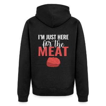 BBQ Grill Rindfleisch Liebhaber Geschenke - Unisex Premium Bio Zip Hoodie - Schwarz - Hinten - Nico (187cm)