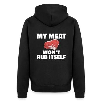 BBQ Grill Rindfleisch Liebhaber Geschenke - Unisex Premium Bio Zip Hoodie - Schwarz - Hinten - Nico (187cm)