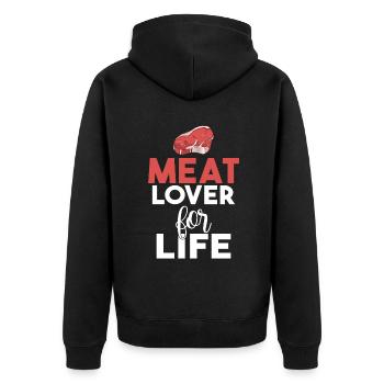 BBQ Grill Rindfleisch Liebhaber Geschenke - Unisex Premium Bio Zip Hoodie - Schwarz - Hinten - Nico (187cm)