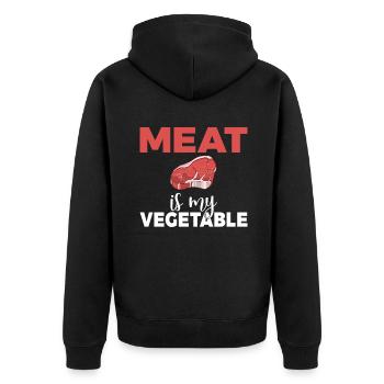 BBQ Grill Rindfleisch Liebhaber Geschenke - Unisex Premium Bio Zip Hoodie - Schwarz - Hinten - Nico (187cm)