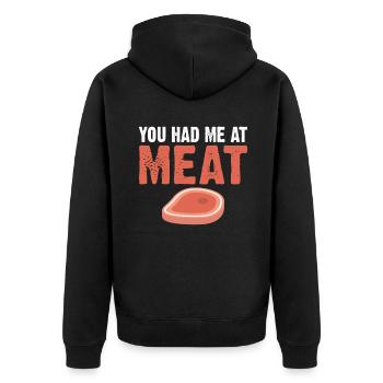 BBQ Grill Rindfleisch Liebhaber Geschenke - Unisex Premium Bio Zip Hoodie - Schwarz - Hinten - Nico (187cm)