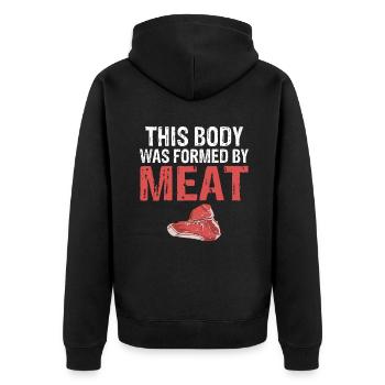 BBQ Grill Rindfleisch Liebhaber Geschenke - Unisex Premium Bio Zip Hoodie - Schwarz - Hinten - Nico (187cm)