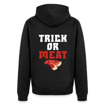 BBQ Grill Rindfleisch Liebhaber Geschenke - Unisex Premium Bio Zip Hoodie - Schwarz - Hinten - Nico (187cm)