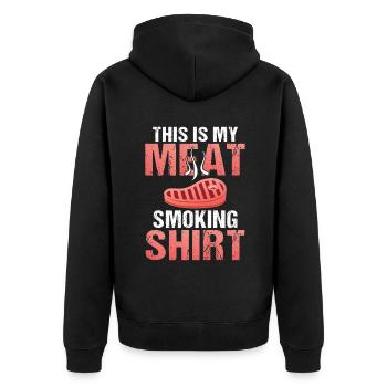 BBQ Grill Rindfleisch Liebhaber Geschenke - Unisex Premium Bio Zip Hoodie - Schwarz - Hinten - Nico (187cm)