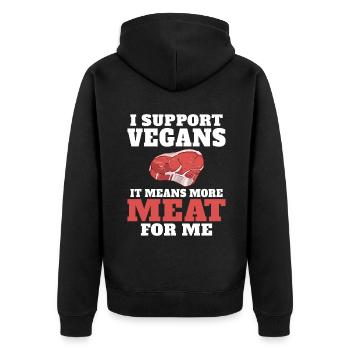 BBQ Grill Rindfleisch Liebhaber Geschenke - Unisex Premium Bio Zip Hoodie - Schwarz - Hinten - Nico (187cm)