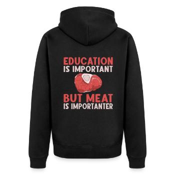 BBQ Grill Rindfleisch Liebhaber Geschenke - Unisex Premium Bio Zip Hoodie - Schwarz - Hinten - Nico (187cm)