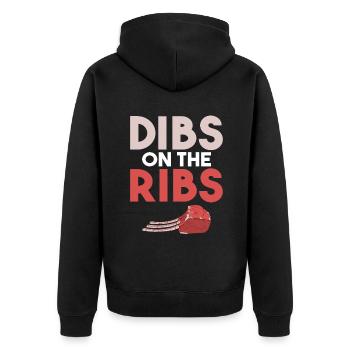 BBQ Grill Rindfleisch Liebhaber Geschenke - Unisex Premium Bio Zip Hoodie - Schwarz - Hinten - Nico (187cm)
