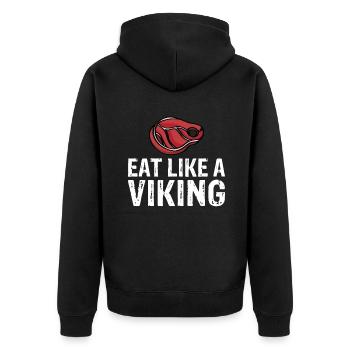 BBQ Grill Rindfleisch Liebhaber Geschenke - Unisex Premium Bio Zip Hoodie - Schwarz - Hinten - Nico (187cm)