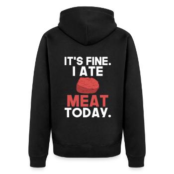 BBQ Grill Rindfleisch Liebhaber Geschenke - Unisex Premium Bio Zip Hoodie - Schwarz - Hinten - Nico (187cm)