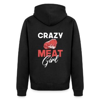 BBQ Grill Rindfleisch Liebhaber Geschenke - Unisex Premium Bio Zip Hoodie - Schwarz - Hinten - Nico (187cm)
