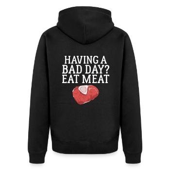 BBQ Grill Rindfleisch Liebhaber Geschenke - Unisex Premium Bio Zip Hoodie - Schwarz - Hinten - Nico (187cm)