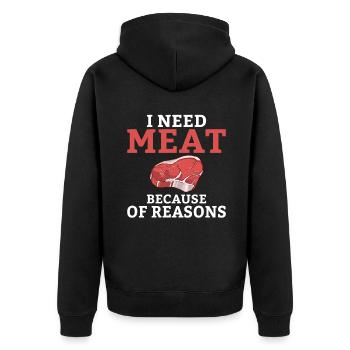 BBQ Grill Rindfleisch Liebhaber Geschenke - Unisex Premium Bio Zip Hoodie - Schwarz - Hinten - Nico (187cm)