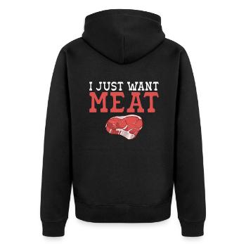 BBQ Grill Rindfleisch Liebhaber Geschenke - Unisex Premium Bio Zip Hoodie - Schwarz - Hinten - Nico (187cm)