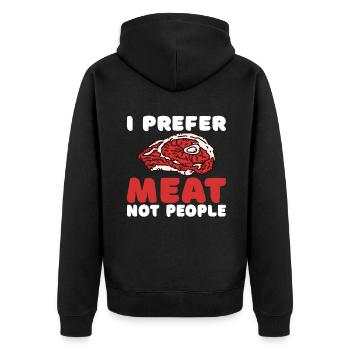BBQ Grill Rindfleisch Liebhaber Geschenke - Unisex Premium Bio Zip Hoodie - Schwarz - Hinten - Nico (187cm)