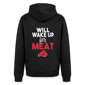 BBQ Grill Rindfleisch Liebhaber Geschenke - Unisex Premium Bio Zip Hoodie - Schwarz - Hinten - Nico (187cm)