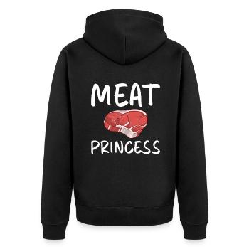BBQ Grill Rindfleisch Liebhaber Geschenke - Unisex Premium Bio Zip Hoodie - Schwarz - Hinten - Nico (187cm)