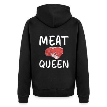 BBQ Grill Rindfleisch Liebhaber Geschenke - Unisex Premium Bio Zip Hoodie - Schwarz - Hinten - Nico (187cm)