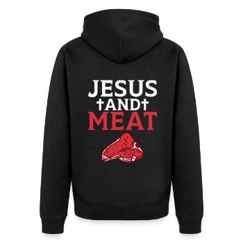 BBQ Grill Boeuf Viande Amoureux Cadeaux - Veste à capuche bio Premium Unisexe - noir - Dos - Nico (187cm)