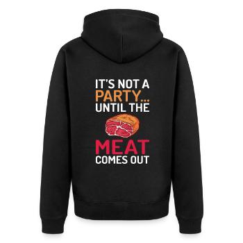 BBQ Grill Rindfleisch Liebhaber Geschenke - Unisex Premium Bio Zip Hoodie - Schwarz - Hinten - Nico (187cm)