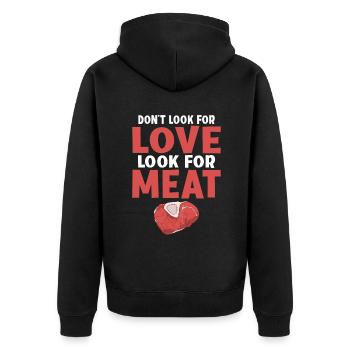 BBQ Grill Rindfleisch Liebhaber Geschenke - Unisex Premium Bio Zip Hoodie - Schwarz - Hinten - Nico (187cm)