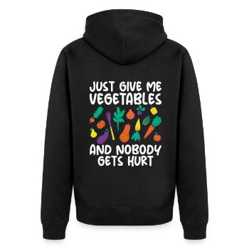 Vegetable Lover Vegetarian Gifts - Unisex Premium Organic Zip Hoodie - black - Back - Nico (187cm)