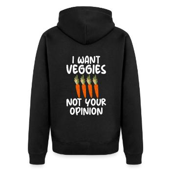 Vegetable Lover Vegetarian Gifts - Unisex Premium Organic Zip Hoodie - black - Back - Nico (187cm)