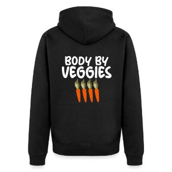 Gemüseliebhaber Vegetarische Geschenke - Unisex Premium Bio Zip Hoodie - Schwarz - Hinten - Nico (187cm)