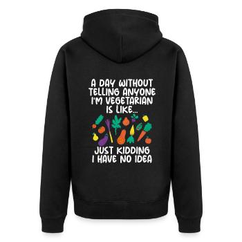 Gemüseliebhaber Vegetarische Geschenke - Unisex Premium Bio Zip Hoodie - Schwarz - Hinten - Nico (187cm)