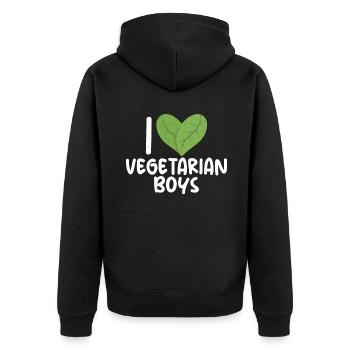 Vegetable Lover Vegetarian Gifts - Unisex Premium Organic Zip Hoodie - black - Back - Nico (187cm)