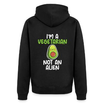 Vegetable Lover Vegetarian Gifts - Unisex Premium Organic Zip Hoodie - black - Back - Nico (187cm)