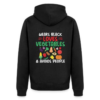 Vegetable Lover Vegetarian Gifts - Unisex Premium Organic Zip Hoodie - black - Back - Nico (187cm)