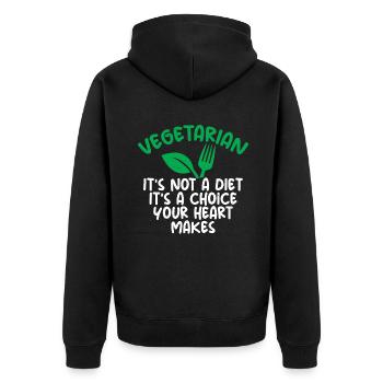 Vegetable Lover Vegetarian Gifts - Unisex Premium Organic Zip Hoodie - black - Back - Nico (187cm)